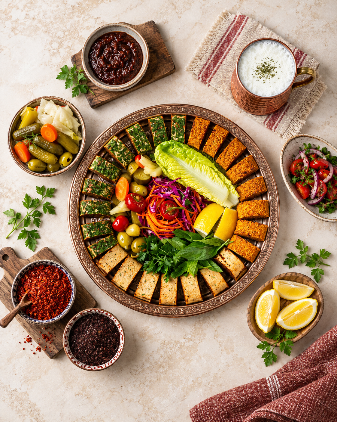 Gurmebey çiğ köfte sunumu